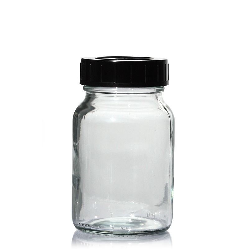 Şeffaf Cam Geniş Boyunlu Numune Şişesi 250 ml 20 Adet