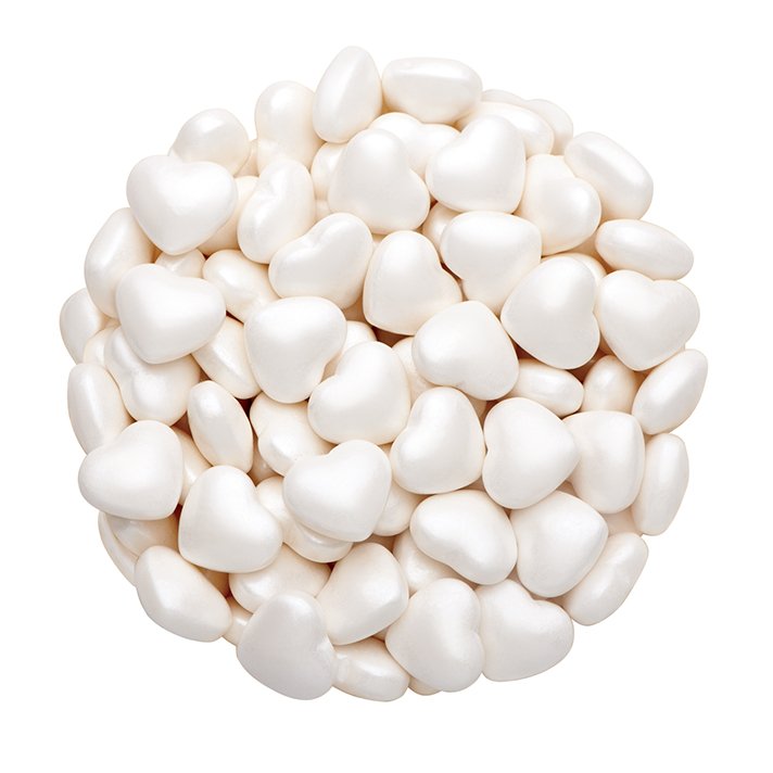 Beyaz Kalp Şeker Pasta Süsleme Şekerleri 45 g