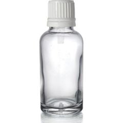 Şeffaf Cam Şişe 100 ml İçten Damlalıklı Kapak 18 mm 20 Adet