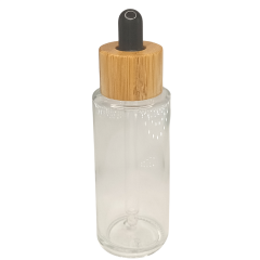 Damlalıklı Bambu Kapaklı Cam Şişe 50 ml