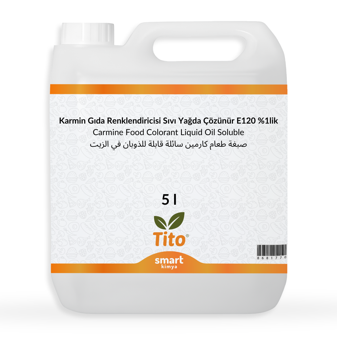 Karmin Gıda Renklendiricisi Sıvı Yağda Çözünür E120 %1lik 5 litre