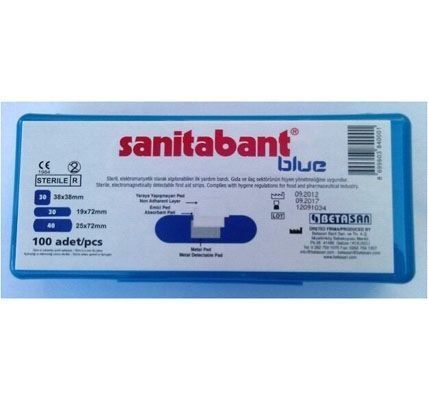 Sanitabant Mavi Metalli Yara Bandı 100 Adet