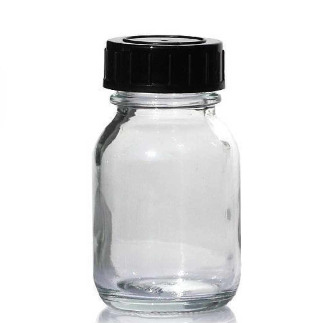 Şeffaf Cam Geniş Boyunlu Numune Şişesi 50 ml 100 Adet