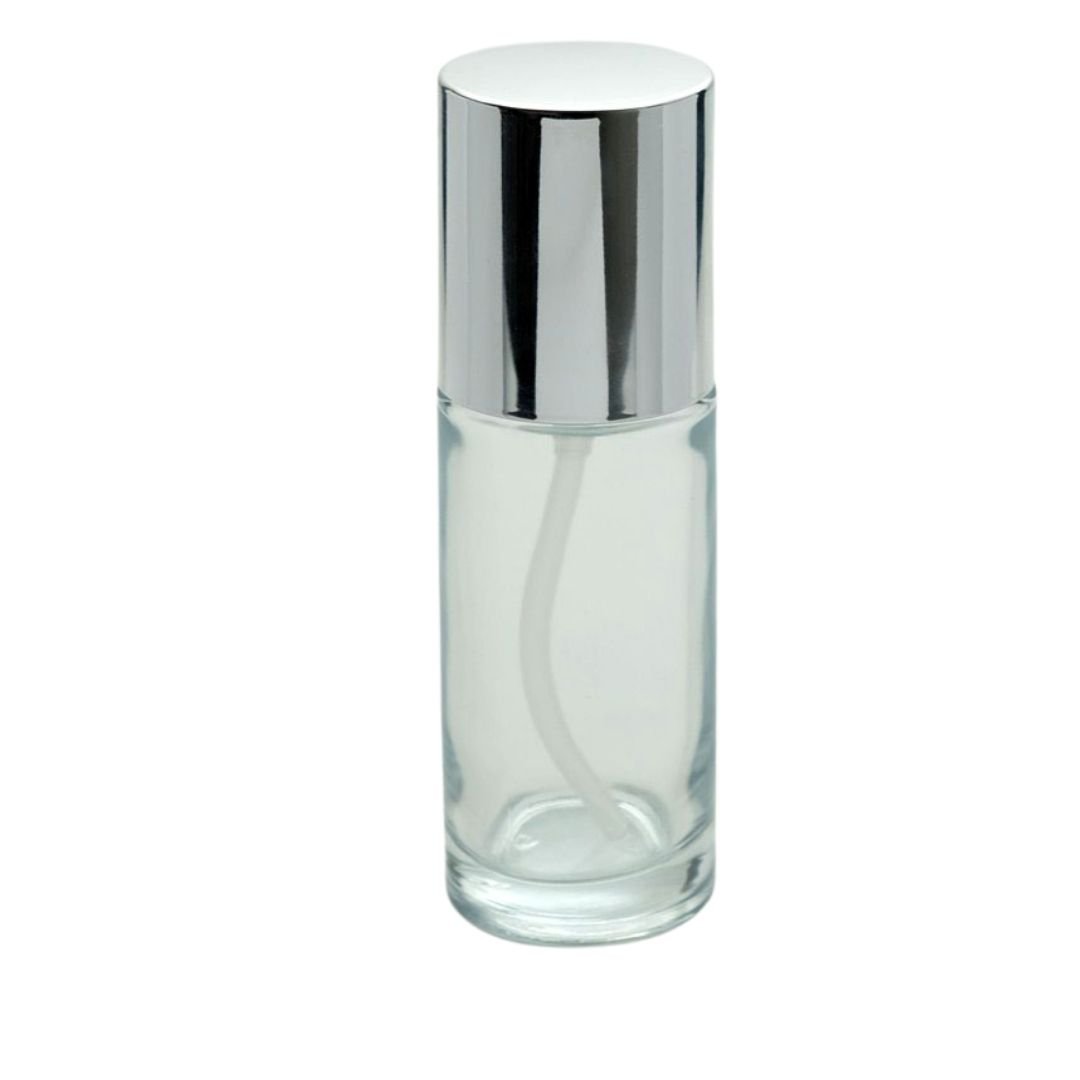 Şeffaf Cam Silindir Gümüş Kapak Losyon Krem Şişesi 50 ml 3042 Adet
