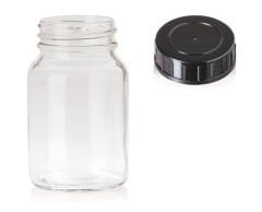 Şeffaf Cam Geniş Boyunlu Numune Şişe 500 ml