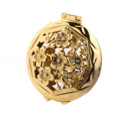 Foiled Round Flowered Henna Mirror 8x8 cm