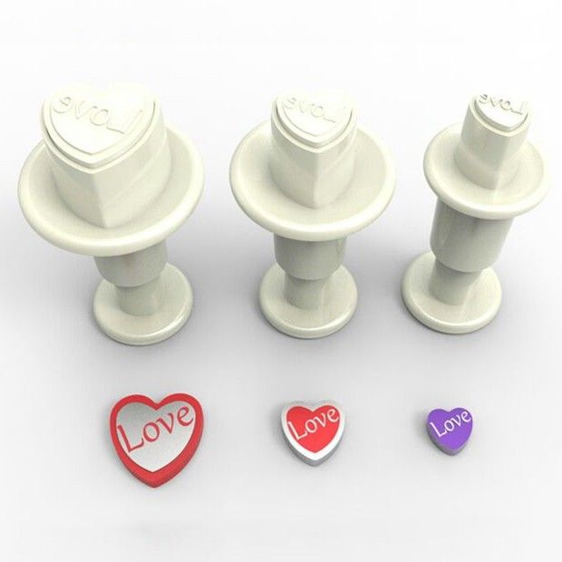 Mini Love Kalp Basmalı Enjektörlü Kurabiye Kalıbı 3 Parça