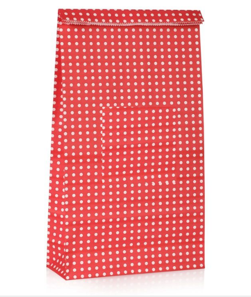 Kırmızı Puantiyeli Hediye Paketi Kese Kağıdı 25x15x6 cm 500 Adet