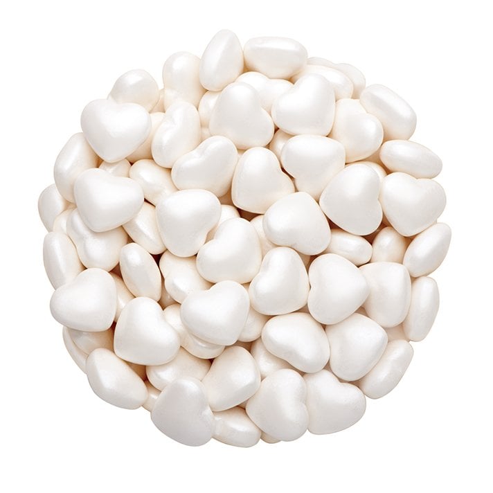 Beyaz Kalp Şeker Pasta Süsleme Şekerleri 45 g