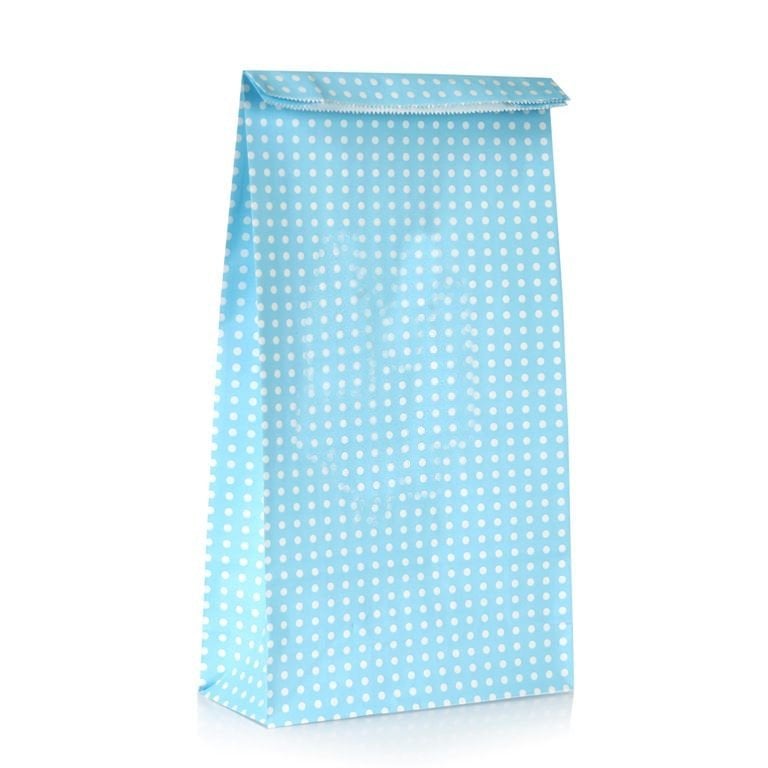 Mavi Puantiyeli Hediye Paketi Kese Kağıdı 25x15x6 cm 1000 Adet