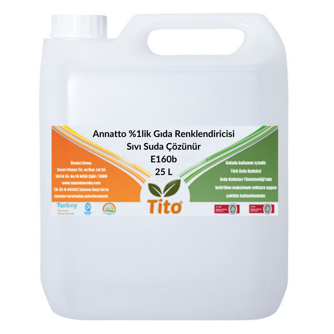 Annatto %1lik Gıda Renklendiricisi Sıvı Suda Çözünür E160b 25 litre
