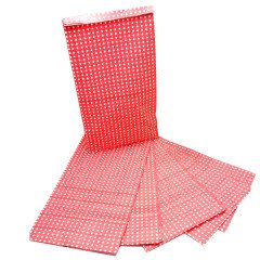 Kırmızı Puantiyeli Hediye Paketi Kese Kağıdı 25x15x6 cm 10 Adet