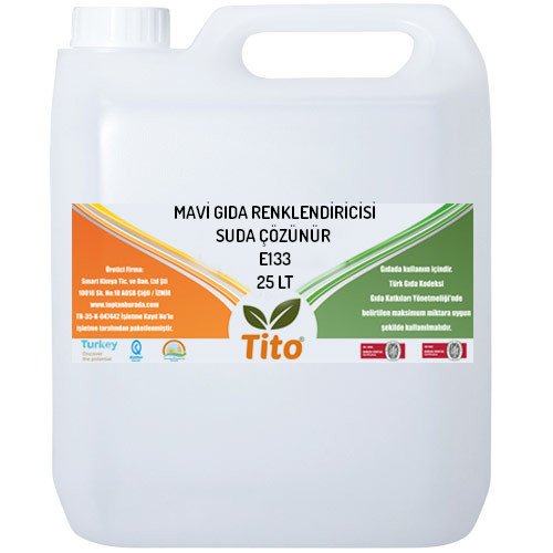 Mavi Gıda Renklendiricisi Sıvı Suda Çözünür E133 25 litre