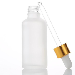Damlalıklı Buzlu Cam Şişe Gold Kapaklı 30 ml 20 Adet