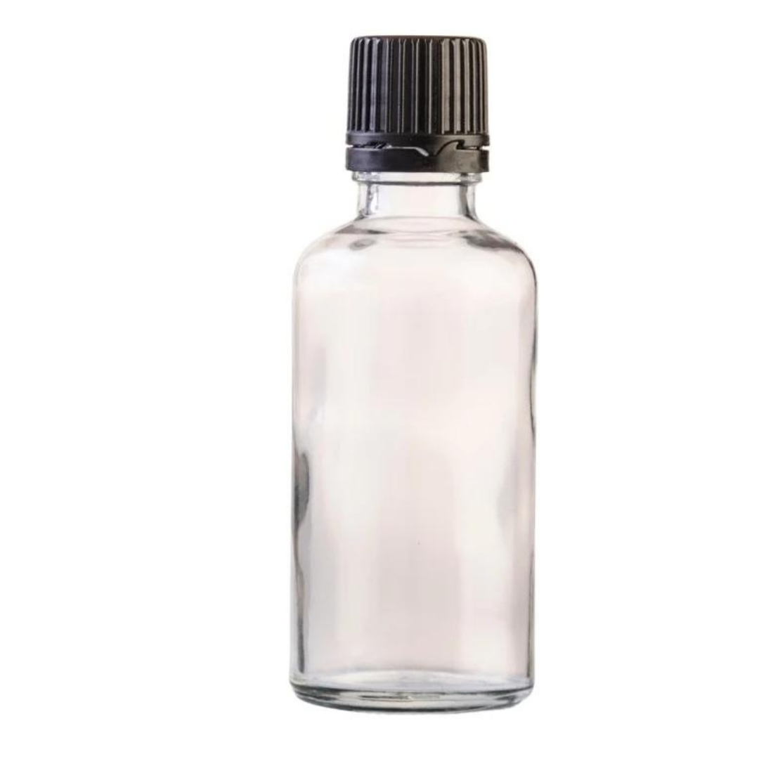 Şeffaf Cam Şişe 30 ml Kilitli Kapak 25 mm 3050 Adet
