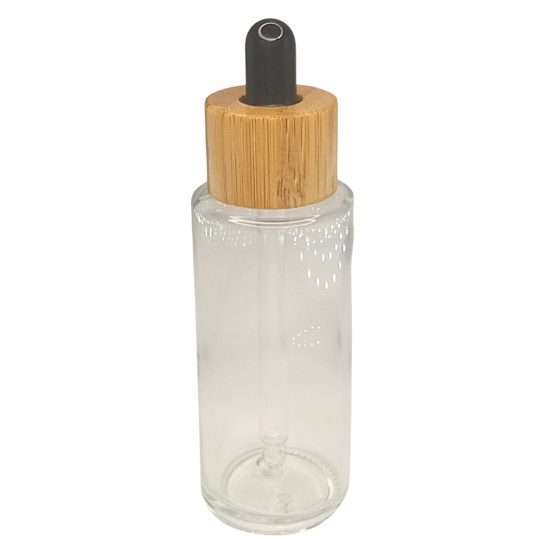 Damlalıklı Bambu Kapaklı Cam Şişe 50 ml 50 Adet