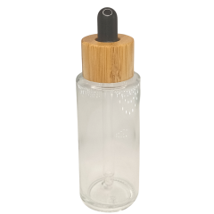 Damlalıklı Bambu Kapaklı Cam Şişe 50 ml 50 Adet