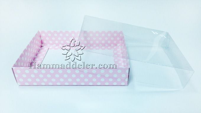 Puantiyeli Pembe Asetat Kutu 10 Adet 19x10x3 cm