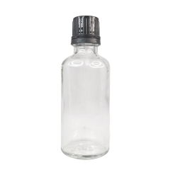 Şeffaf Cam Şişe 50 ml Kilitli Kapak 18 mm 20 Adet
