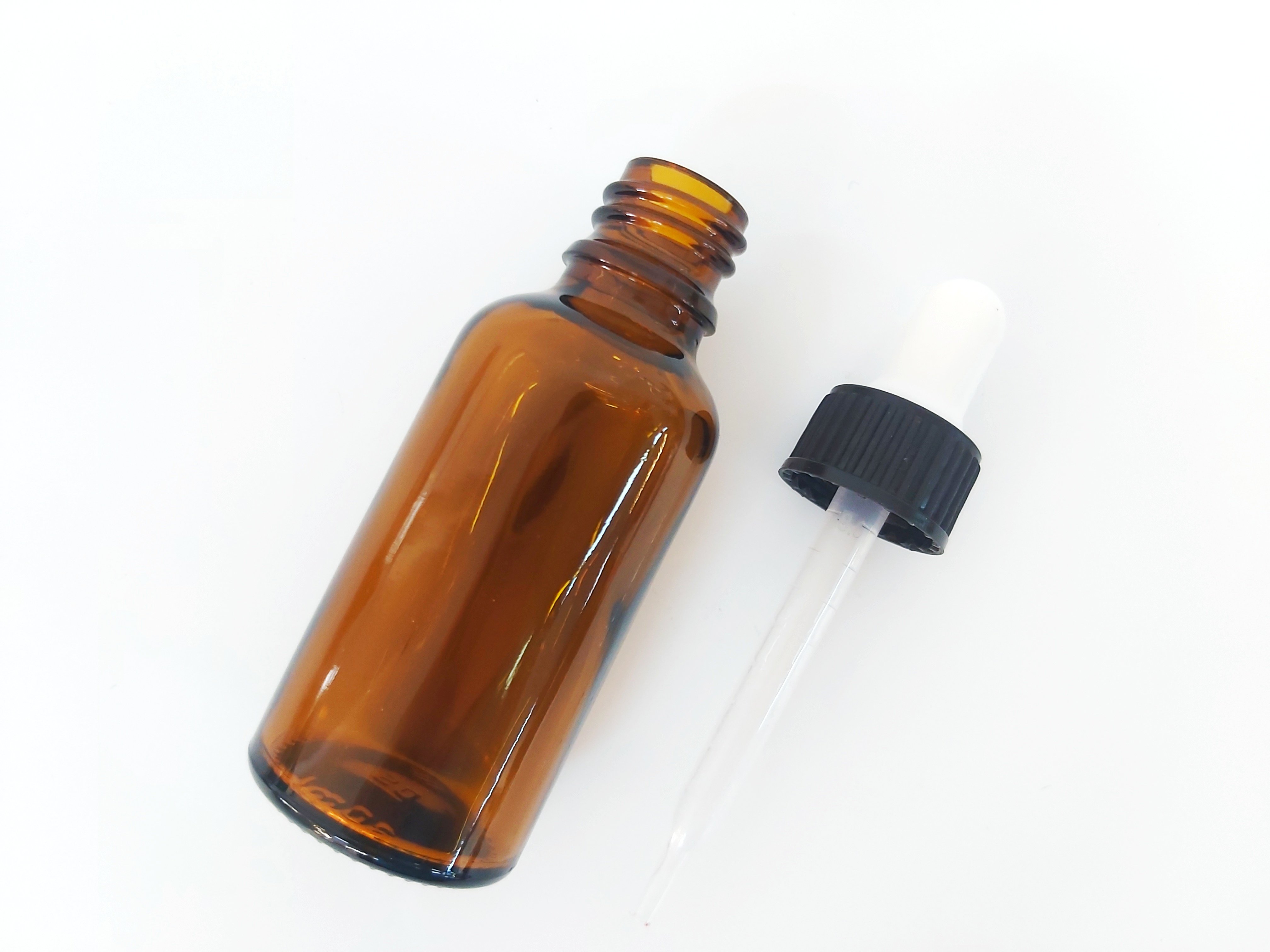 Amber Renkli Damlalıklı Cam Şişe 30 ml